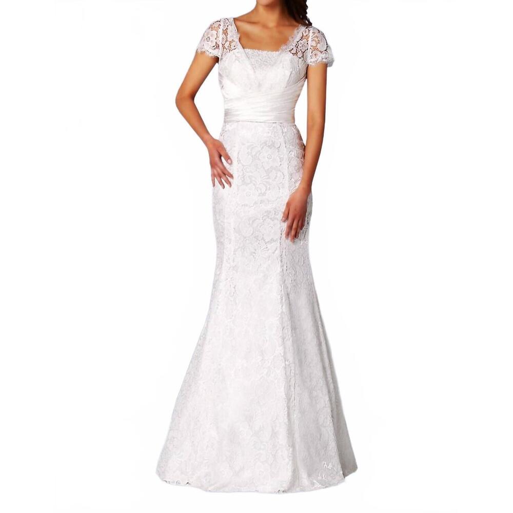 NEW KARISHMA CREATIONS lace overlay gown in ivory